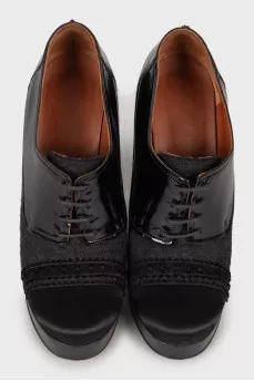 Combined high heel ankle boots