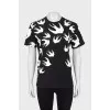 Black T-shirt with white print