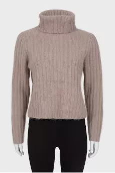 Double collar wool sweater