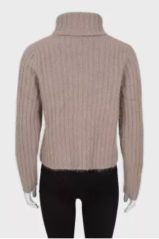 Double collar wool sweater