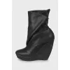 Leather wedge ankle boots