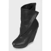 Leather wedge ankle boots