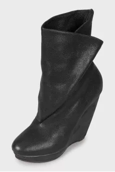 Leather wedge ankle boots