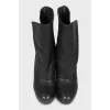 Leather wedge ankle boots