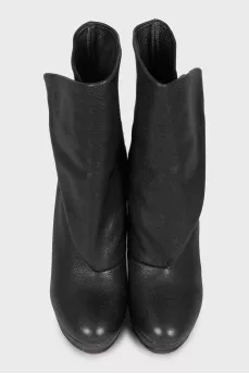 Leather wedge ankle boots