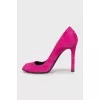 Open toe suede shoes