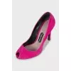 Open toe suede shoes