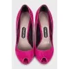 Open toe suede shoes