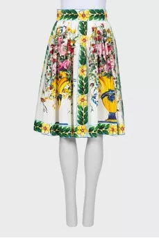 Full skirt in floral print