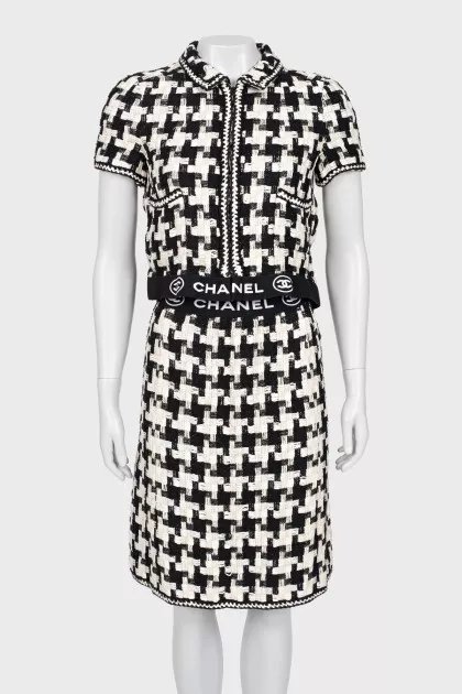 Black and white skirt suit