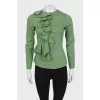Green blouse with ruffles