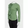Green blouse with ruffles