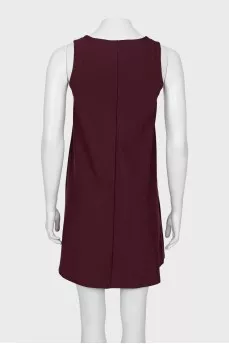 Burgundy mini dress with a loose fit