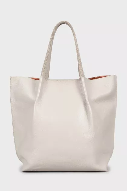 Light gray leather tote bag