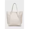 Light gray leather tote bag