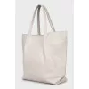 Light gray leather tote bag