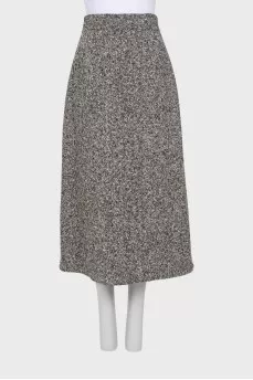 Black and white wool midi skirt