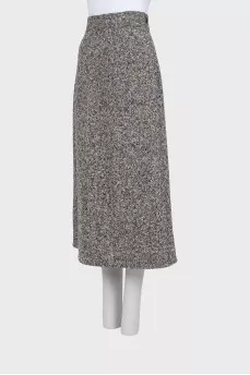 Black and white wool midi skirt