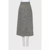 Black and white wool midi skirt