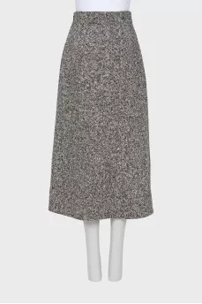Black and white wool midi skirt