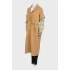 Beige coat with printed sleeves
