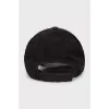 Black cap with embroidered brand logo