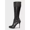 Decorated leather boots