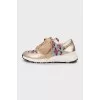 Mixed color sneakers with bow