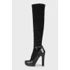 Combined high-heeled boots