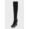 Combined high-heeled boots