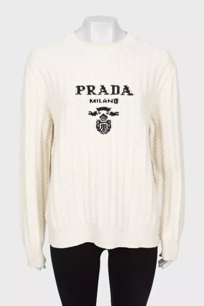 Cashmere sweater with brand logo