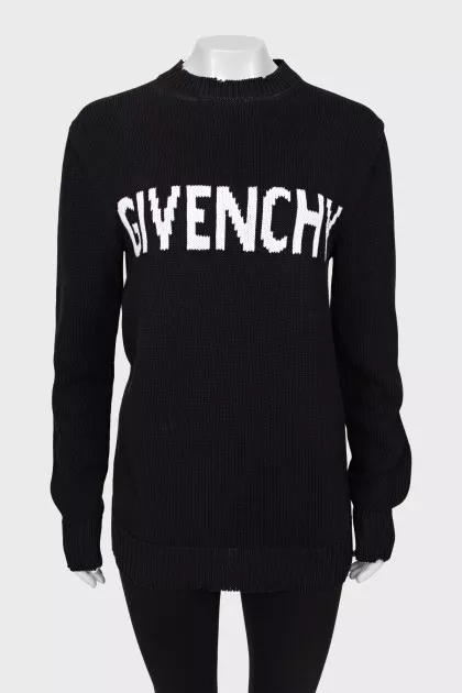 Long sweater with brand logo
