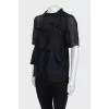 Two-tone ruffled blouse