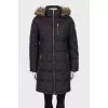 Black down jacket with gold fittings