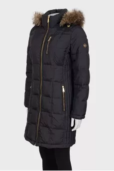 Black down jacket with gold fittings