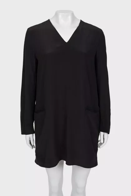 Silk mini dress with pockets