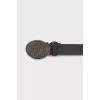 Leather belt with patterned buckle