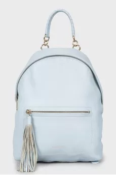 Blue leather backpack