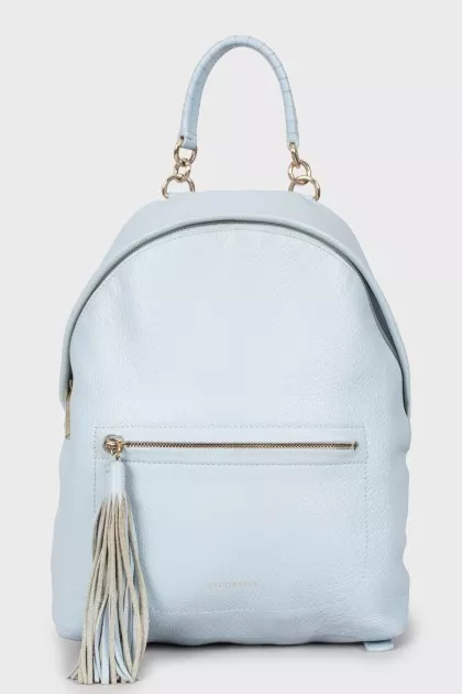 Blue leather backpack