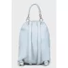 Blue leather backpack
