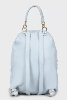 Blue leather backpack
