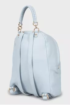 Blue leather backpack