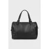 Leather tote bag with silver hardware