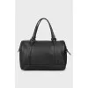 Leather tote bag with silver hardware