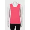 Pink tank top with gold logo