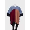 Mixed color wool poncho