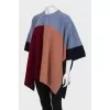 Mixed color wool poncho