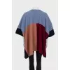 Mixed color wool poncho