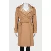 Combined camel wool coat