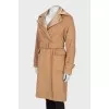 Combined camel wool coat